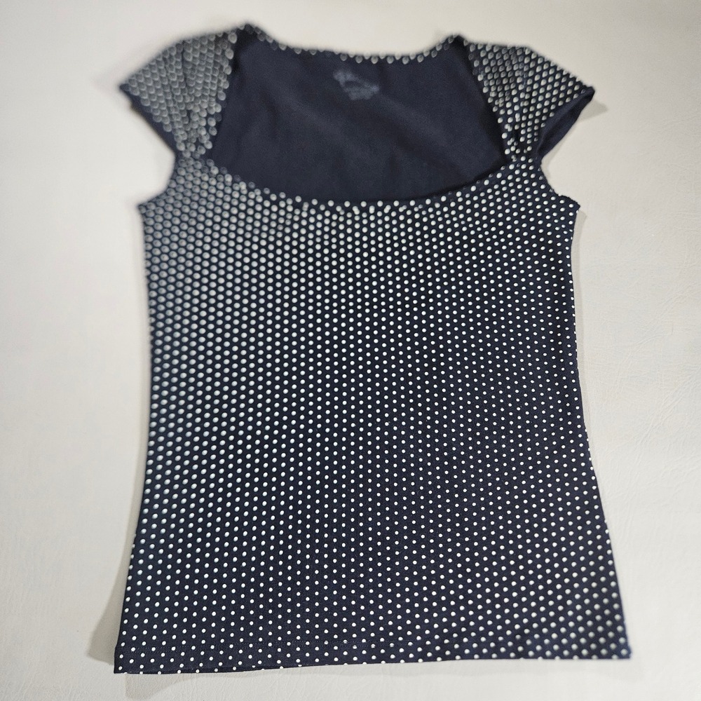 John Galt Brandy Melville Navy Polka Dot Square Neck Cap Sleeve Top One Size OS